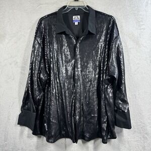 Future Collective Kahlana Barfield Long Sleeve Sequin Button-Down Shirt Size 2X